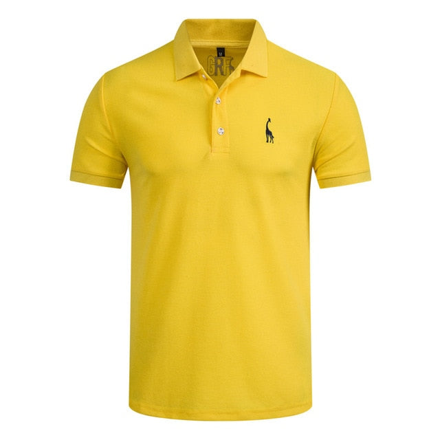 GustOmerD 2019 Brand Quality Cotton Polo Shirt Men Solid Slim Fit Short Sleeve Polos Men Fashion Giraffe Embroidery Men's Polo - sandy-thoa