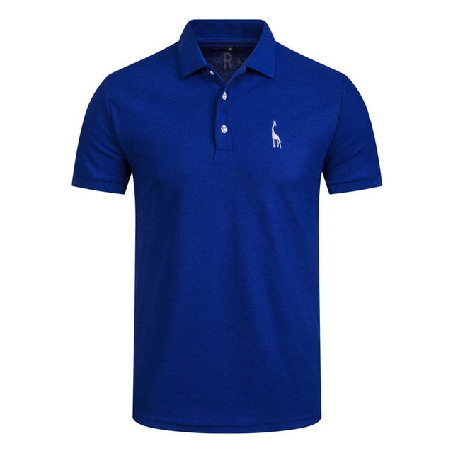 GustOmerD 2019 Brand Quality Cotton Polo Shirt Men Solid Slim Fit Short Sleeve Polos Men Fashion Giraffe Embroidery Men's Polo - sandy-thoa