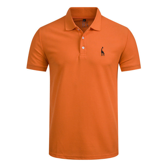 GustOmerD 2019 Brand Quality Cotton Polo Shirt Men Solid Slim Fit Short Sleeve Polos Men Fashion Giraffe Embroidery Men's Polo - sandy-thoa