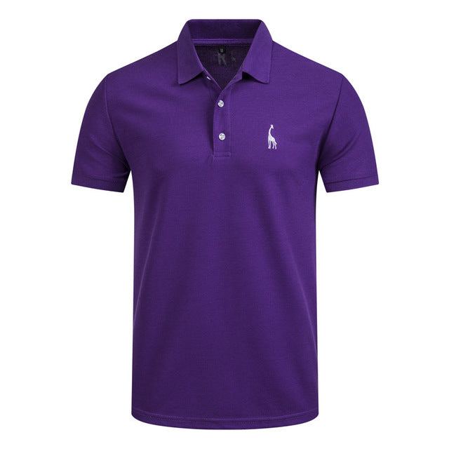 GustOmerD 2019 Brand Quality Cotton Polo Shirt Men Solid Slim Fit Short Sleeve Polos Men Fashion Giraffe Embroidery Men's Polo - sandy-thoa