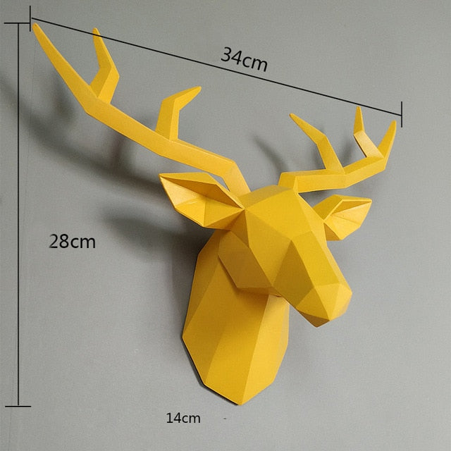 Home Decoration Accessories,3D Deer Head,eeeStatue,Sculpture,Wall Decor,Animal Figurine Miniature,Modern,Living Room,Decorative Art