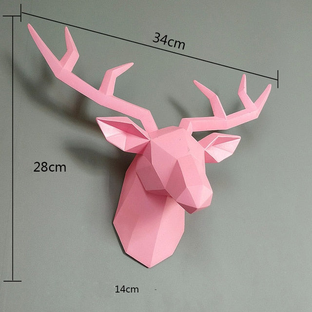 Home Decoration Accessories,3D Deer Head,eeeStatue,Sculpture,Wall Decor,Animal Figurine Miniature,Modern,Living Room,Decorative Art